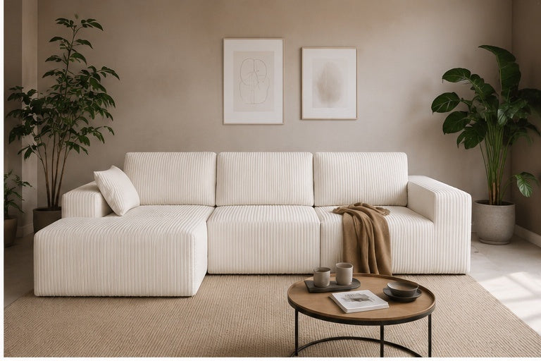 Canapé Modulable Velours — Couleur Ivoire