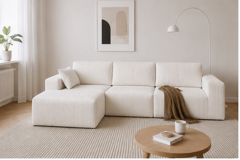 Canapé Modulable Velours — Couleur Ivoire