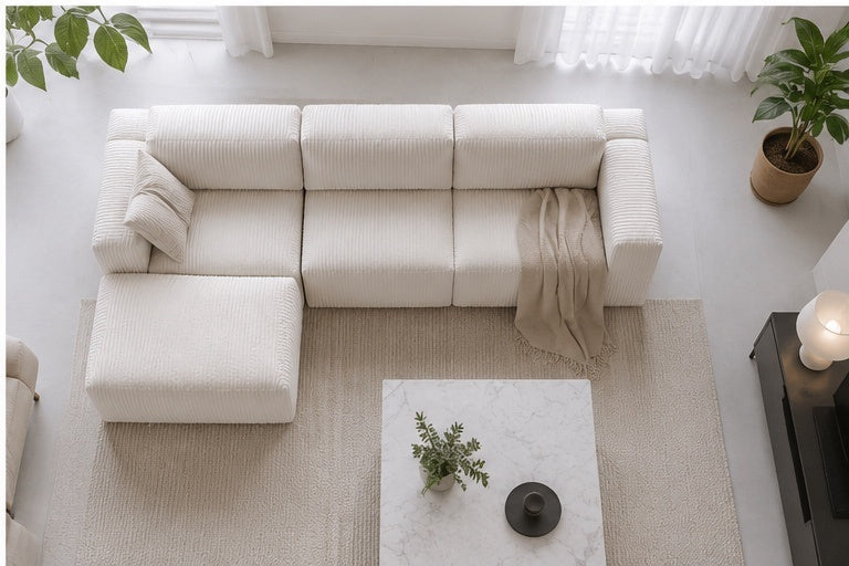 Canapé Modulable Velours — Couleur Ivoire